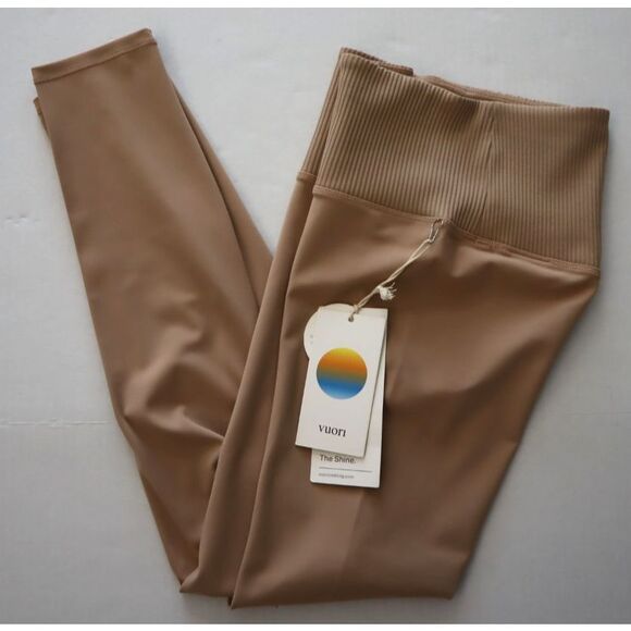 Vuori VW428-COC Women's Sz XS Coconut Beige Rib Studio 7/8 Leggings - Picture 11 of 13